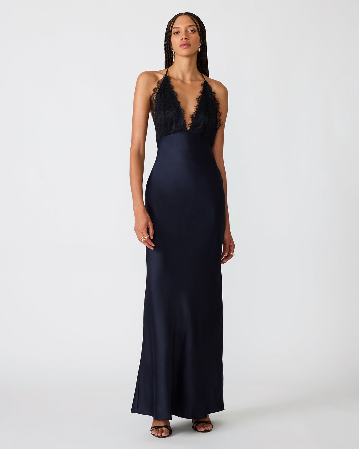 PHIA Midnight Lace Open-Back Women's Maxi Dress | Steve Madden