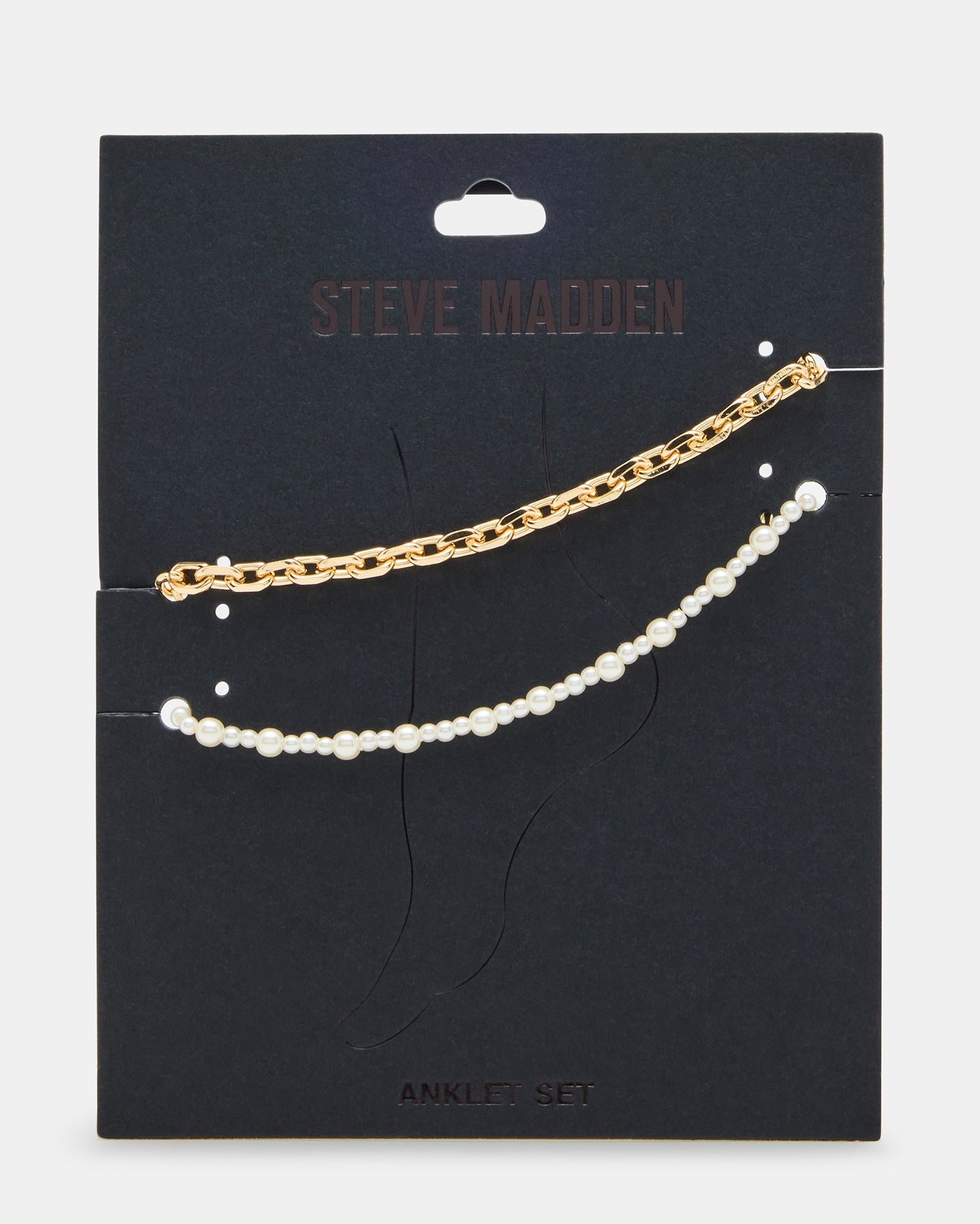 2-PIECE PEARL CHAIN ANKLET SET Women's Embellished Chain Anklet set | Steve Madden