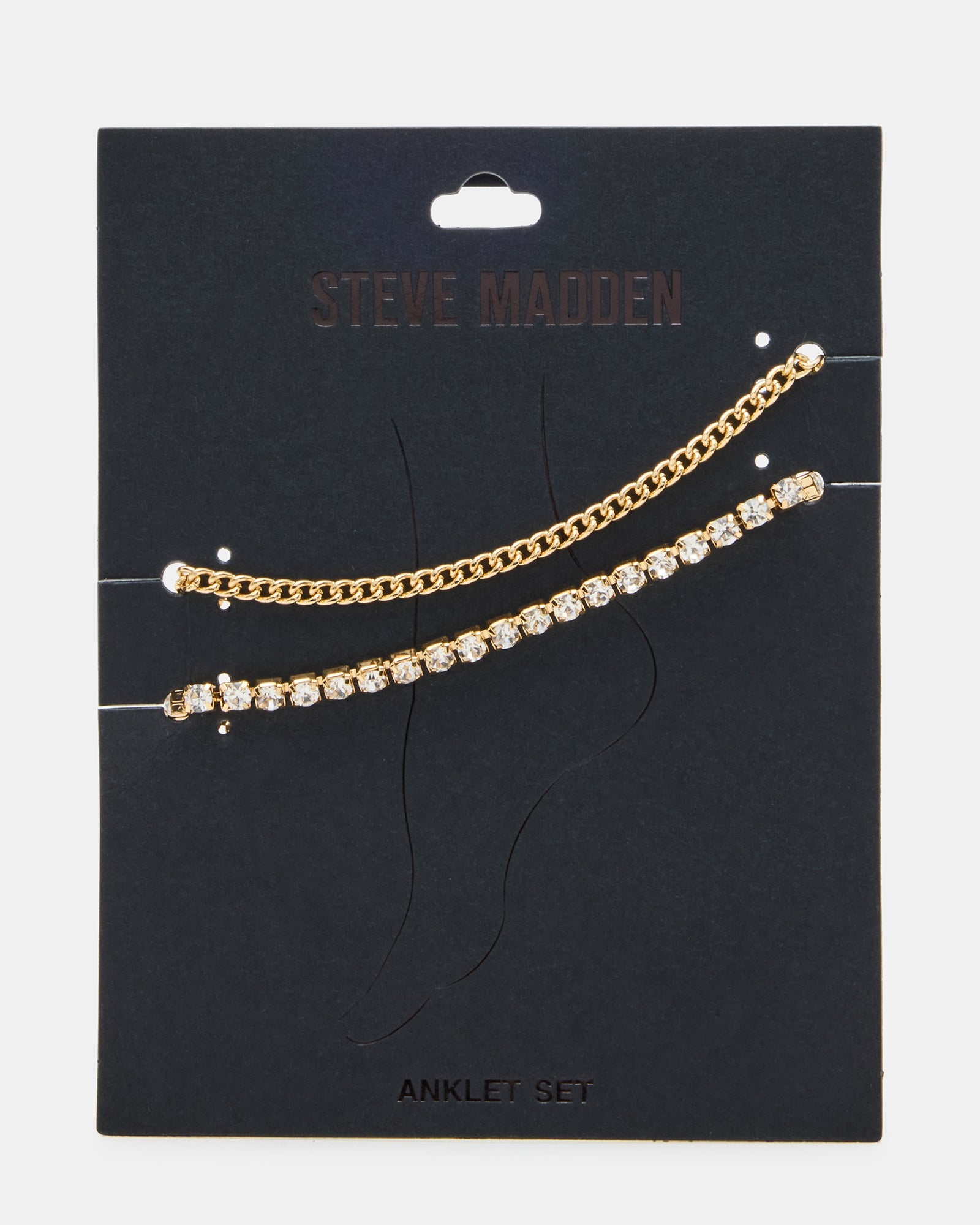 2-PIECE RHINESTONE CHAIN ANKLET SET Women's Embellished Chain Anklet Set | Steve Madden