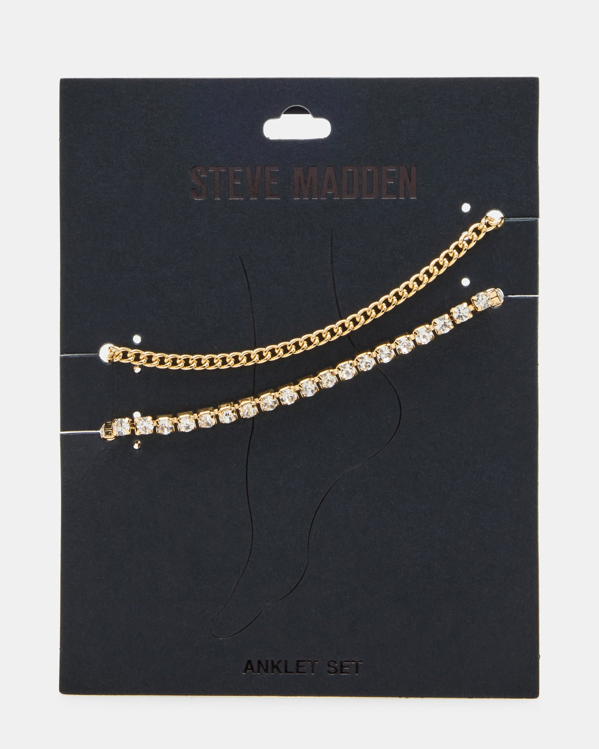 2-PIECE RHINESTONE CHAIN ANKLET SET Women's Embellished Chain Anklet Set | Steve Madden
