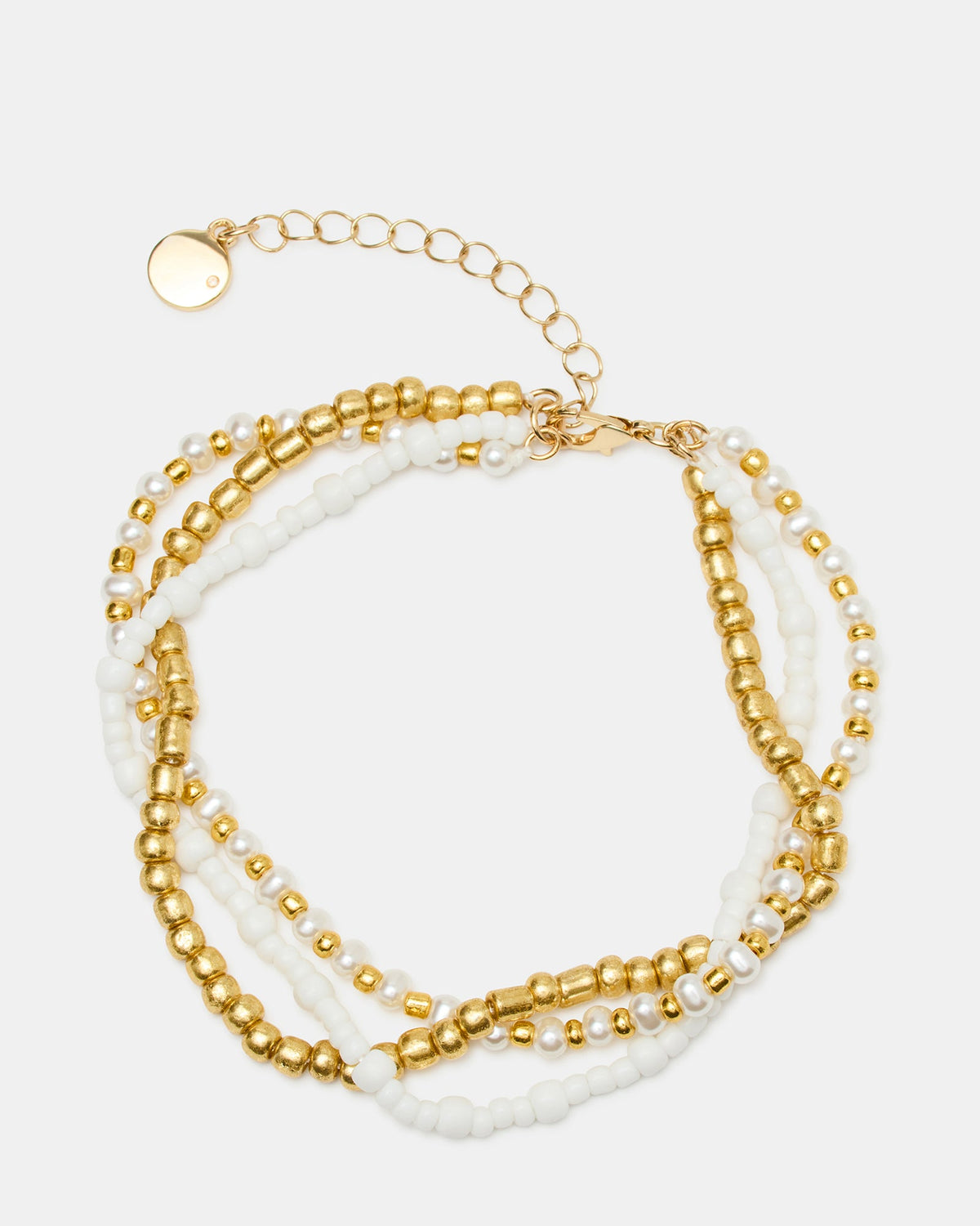 MIXED BEAD Pearl Gold Women's Anklet Set | Steve Madden