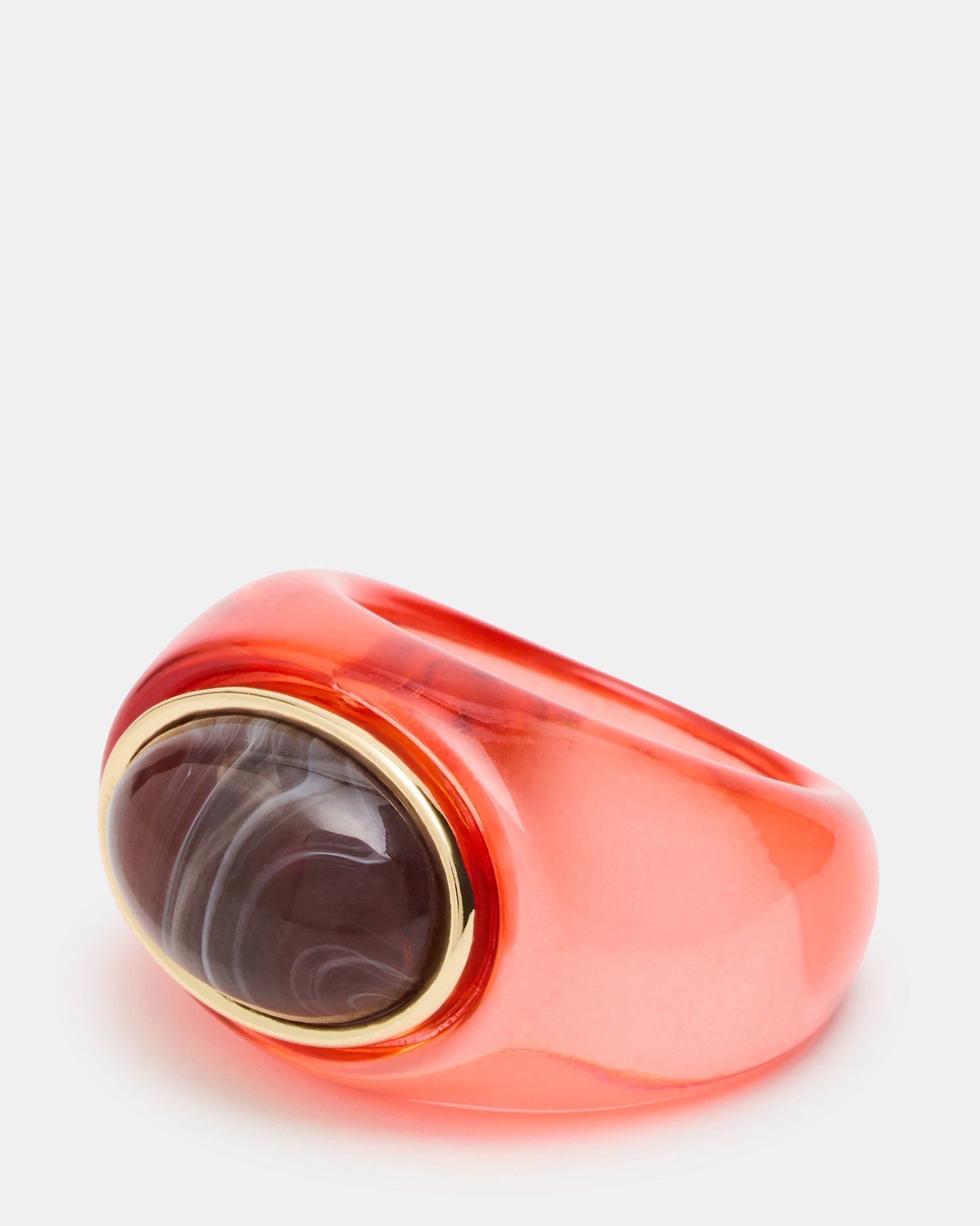 OVAL-CUT JELLY Red Bead Translucent Women's Ring | Steve Madden