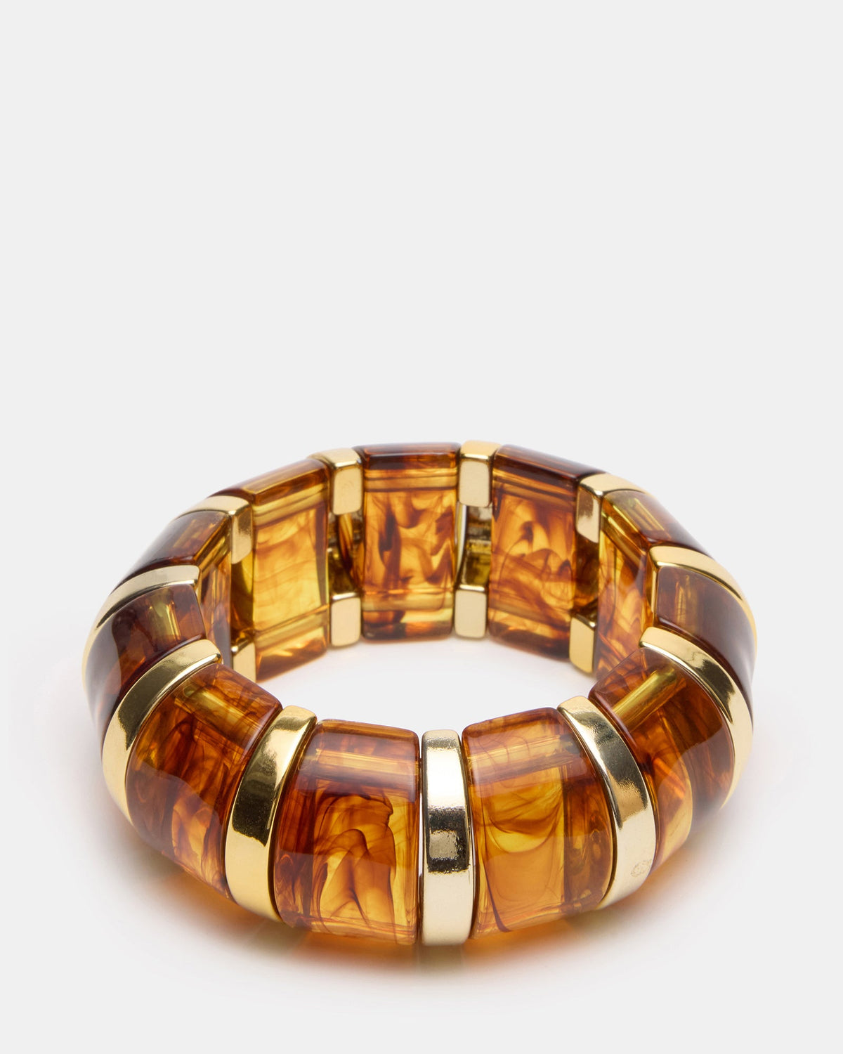 RESIN Brown Gold Detail Bangle Stretch Bracelet | Steve Madden