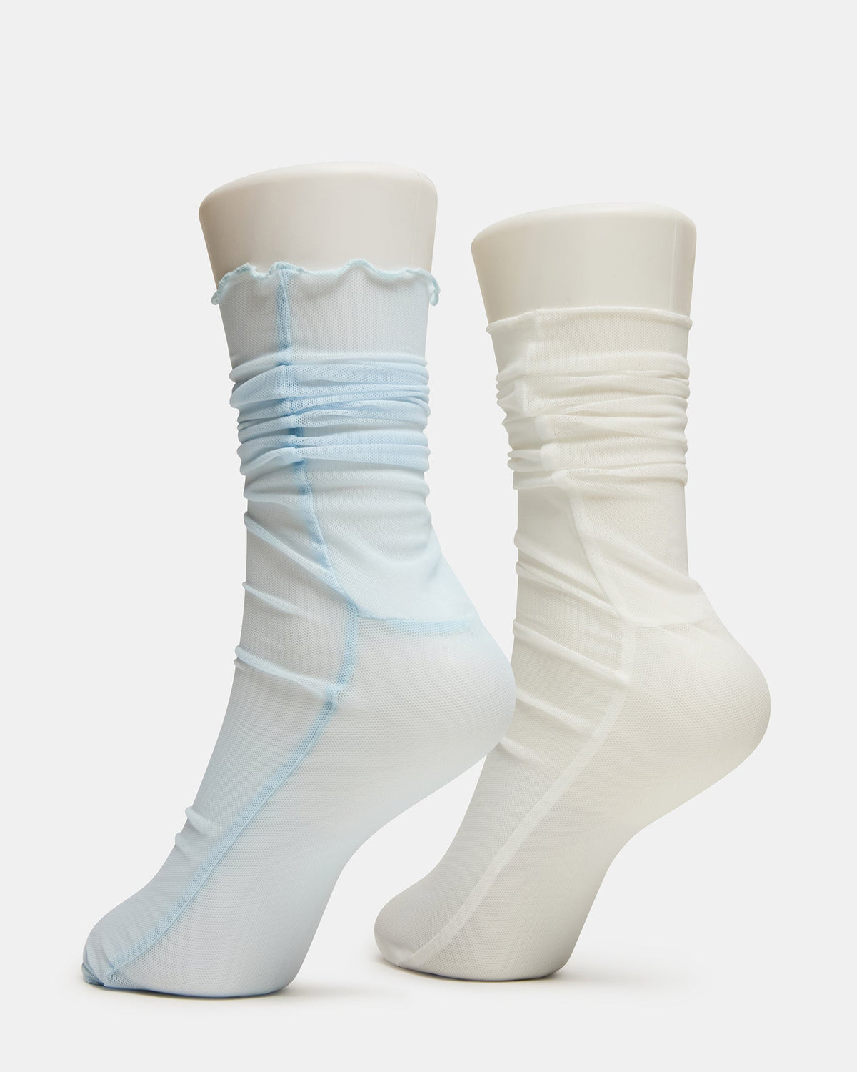 2 PACK SOFIA SOLID MESH CREW SOCKS LIGHT BLUE Women's Crew Socks | Steve Madden