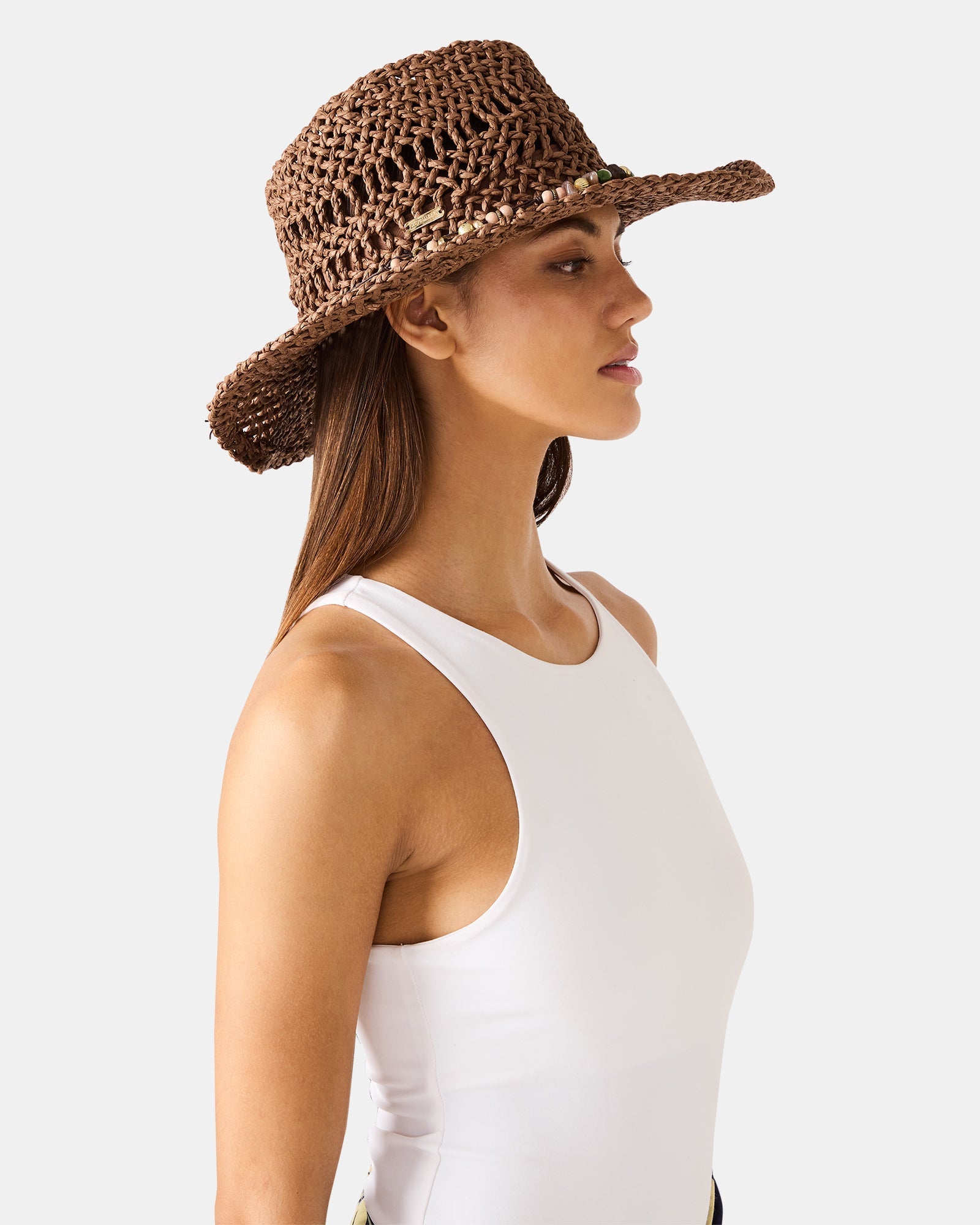 LEI BEADED TRIM WESTERN HAT BLACK