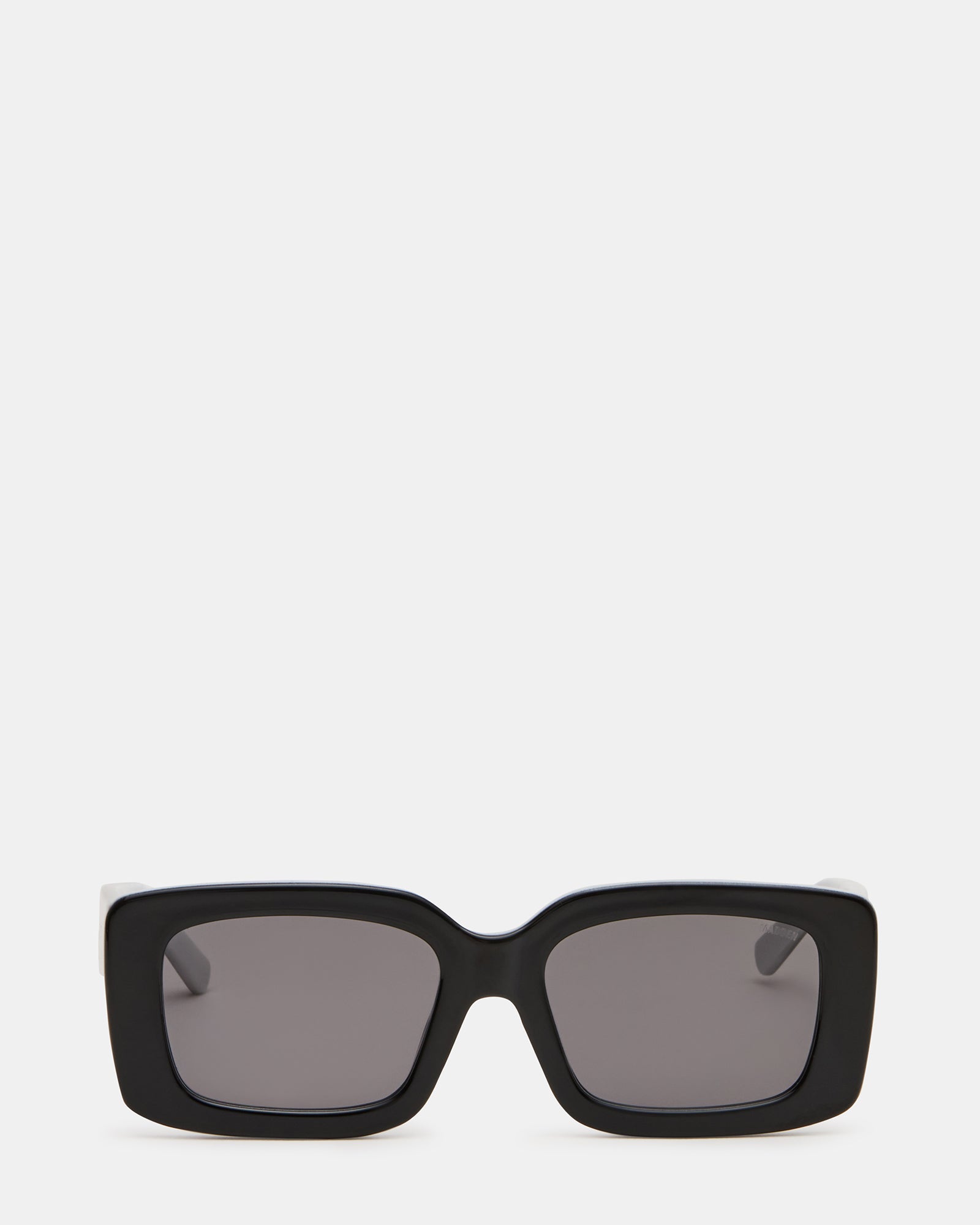 ASHLIN Black/White Frame Rectangle Grey Lens Sunglasses | Steve Madden