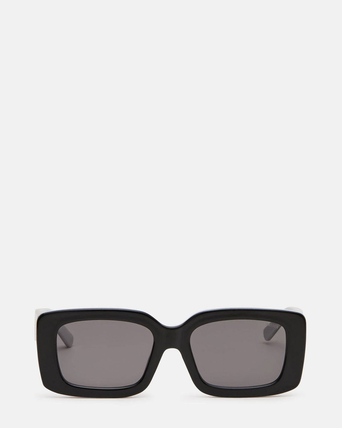 ASHLIN Black/White Frame Rectangle Grey Lens Sunglasses | Steve Madden