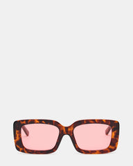 ASHLIN Tortoise Frame Rectangle Pink Lens Sunglasses | Steve Madden