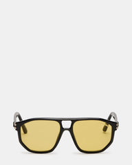 DEMSON Black Frame Aviator Yellow Lens Sunglasses | Steve Madden