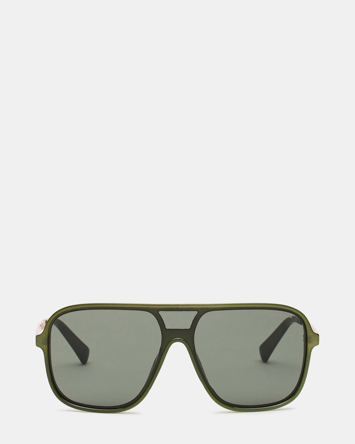 HARLAND Green Frame Shield Dark Grey Lens Sunglasses | Steve Madden
