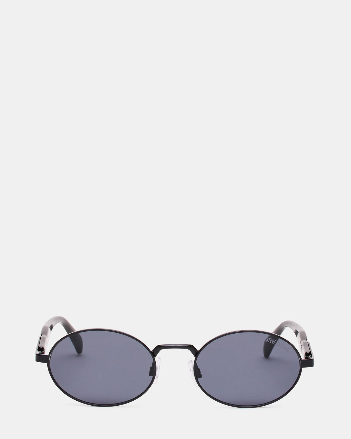 LANDY Black Frame Oval Black Lens Sunglasses | Steve Madden
