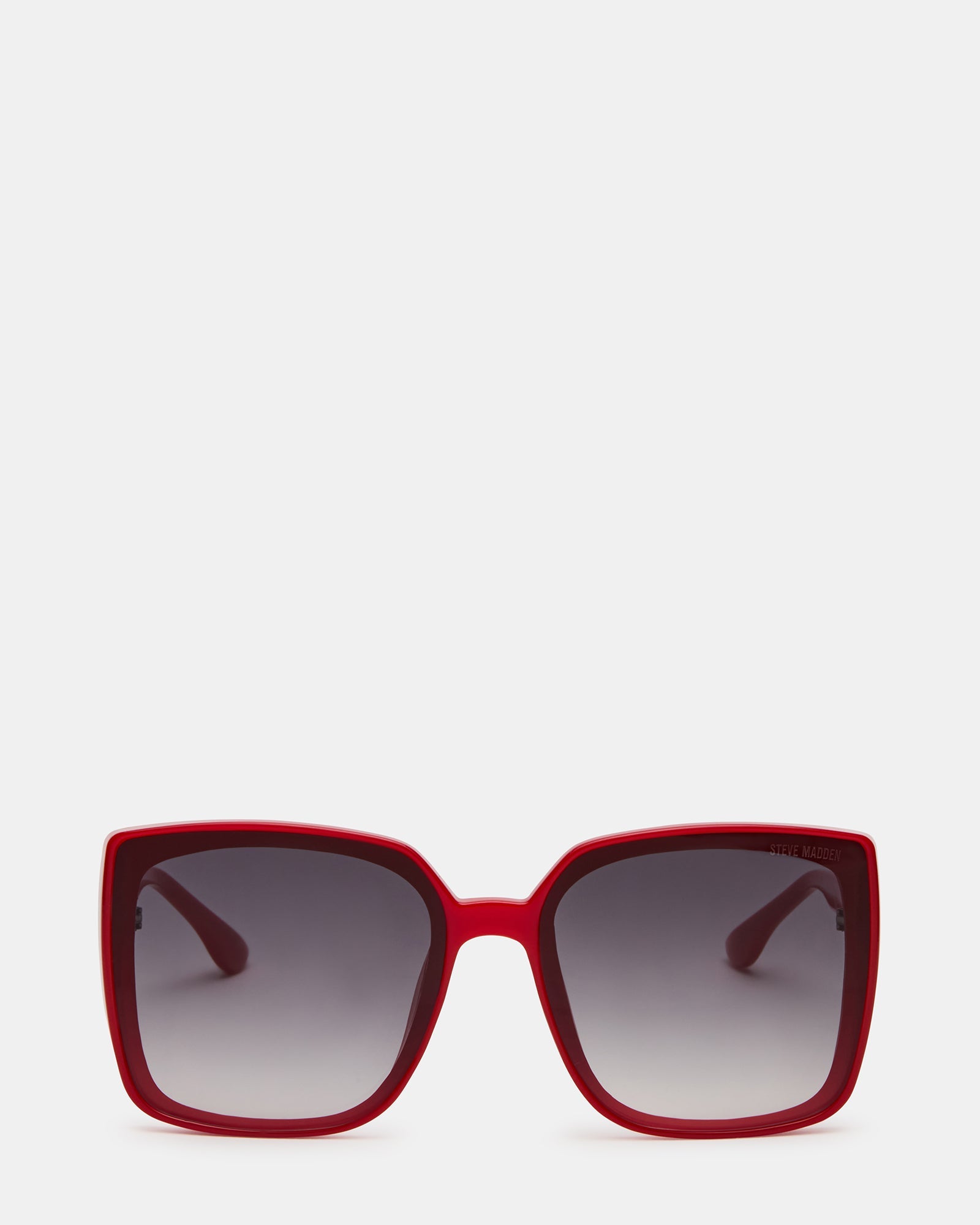 MALERIE Red Frame Square Grey Gradient Lens Sunglasses | Steve Madden