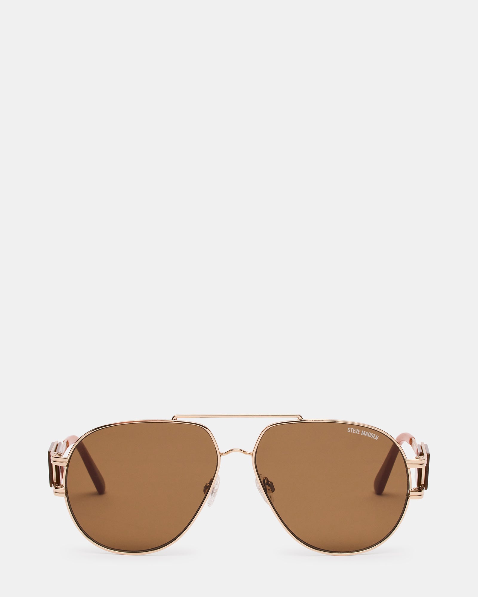 ROWAN Gold Frame Aviator Brown Lens Sunglasses | Steve Madden
