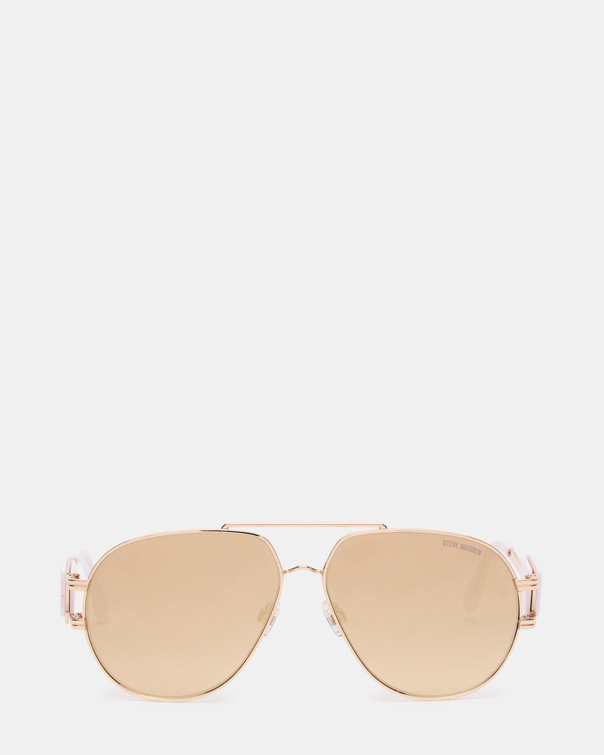 ROWAN Light Gold Frame Aviator Brown Lens Sunglasses | Steve Madden