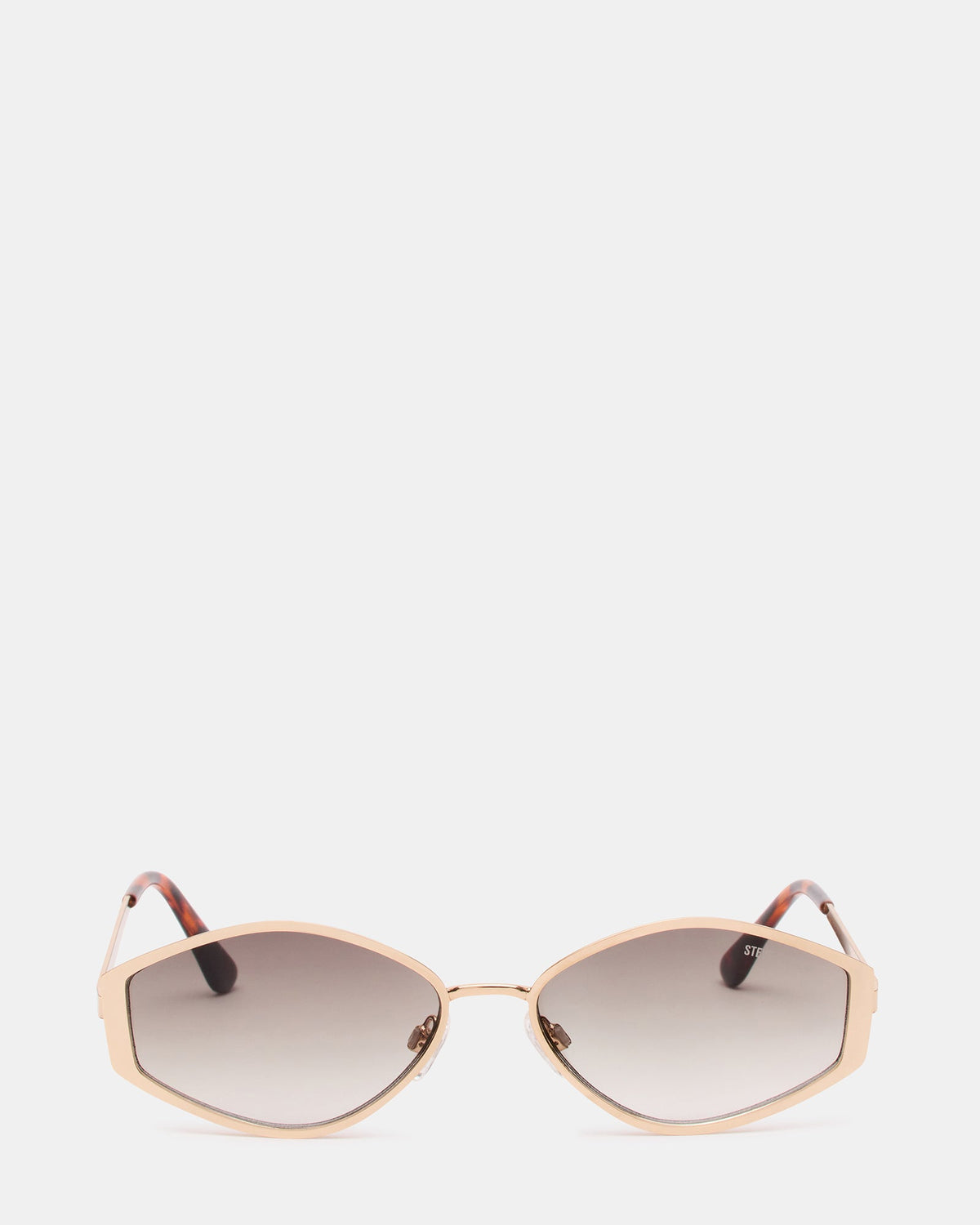 SHONDA Gold Frame Rectangle Brown Gradient Lens Sunglasses | Steve Madden