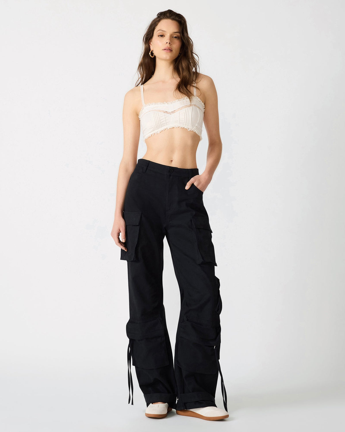 DUO Black Women's Utility Cargo Pants | Steve Madden