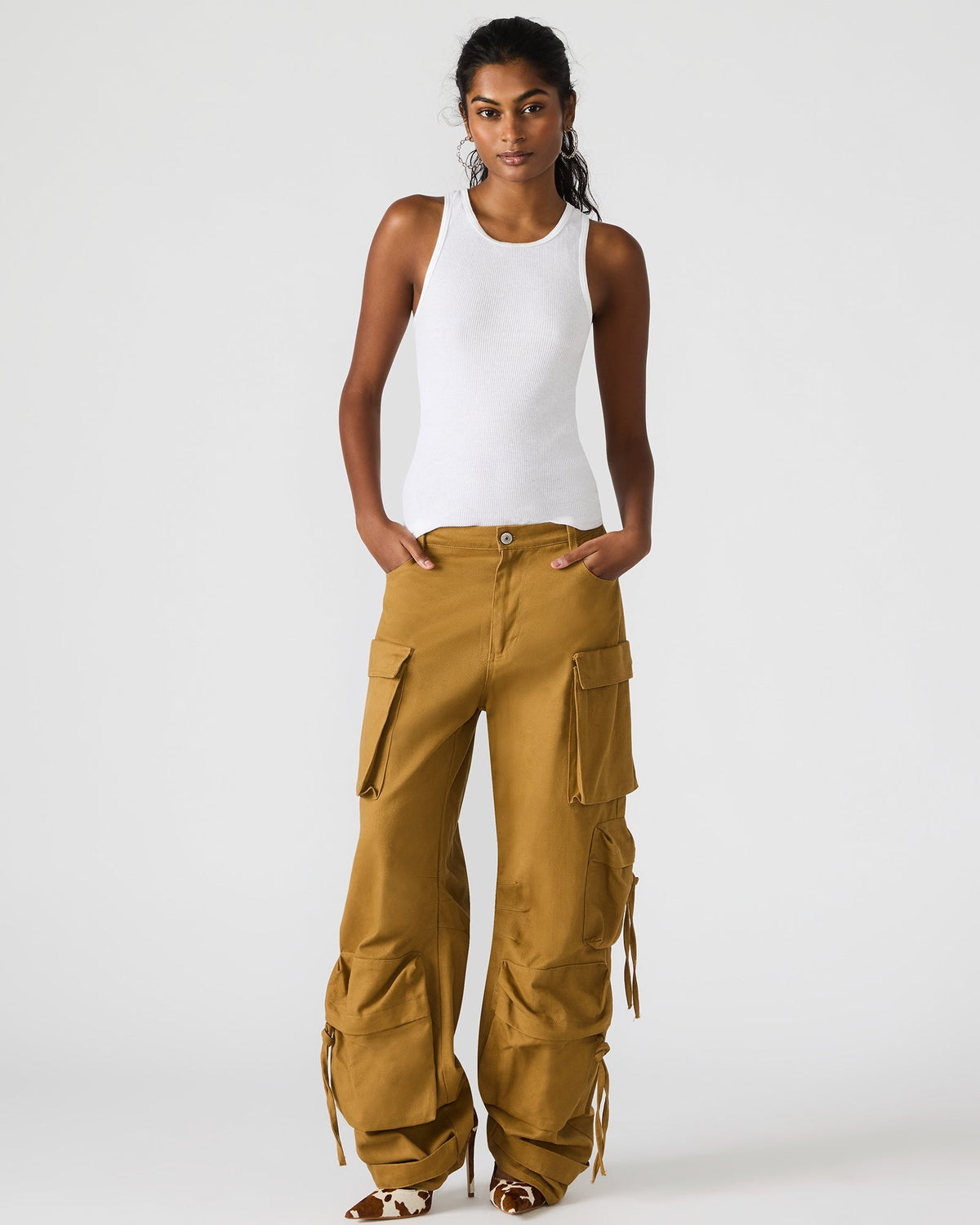 DUO Khaki Women's Utility Cargo Pants | Steve Madden