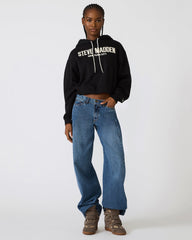 SM Black Logo Long-Sleeved Women's Hoodie | Steve Madden