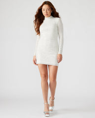 KRISTA Dress White | Women's Long-Sleeved Bodycon Rhinestone Mini Dress | Steve Madden