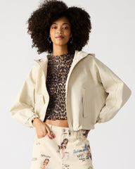 LUMI Bone Women's Faux Leather Hooded Jacket | Steve Madden