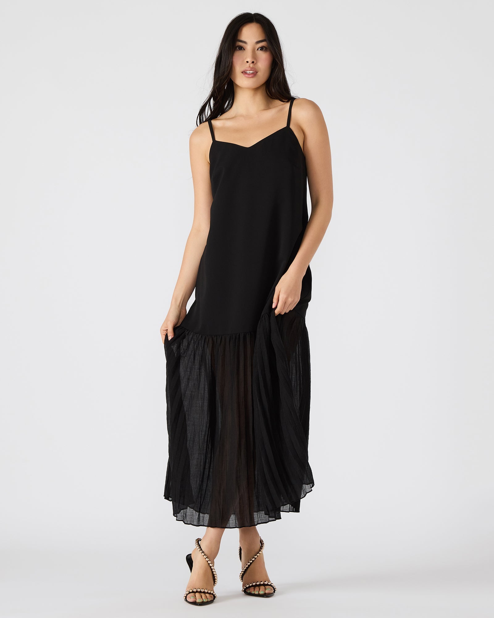 EMBER Black Flowy Sheer Maxi Women's Dress | Steve Madden