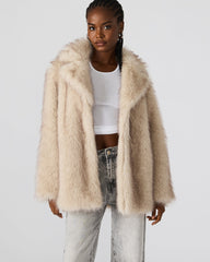KINDRA Natural Faux Fur Collared Women's Coat | Steve Madden