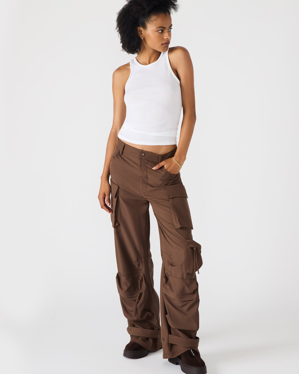 DUO Chocolate Women's Utility Cargo Pants | Steve Madden