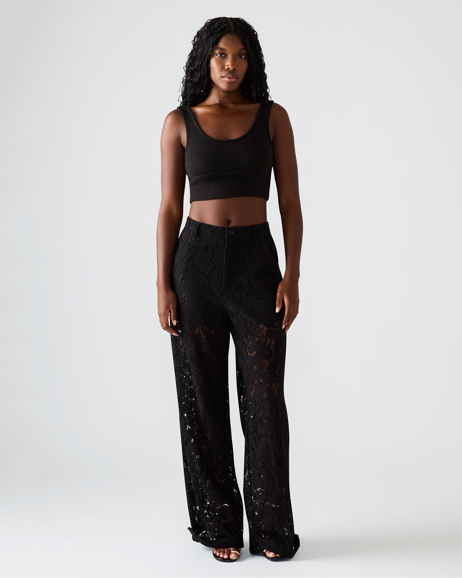 TRE Lace Black Mesh Barrel Low-Rise Women's Pant | Steve Madden