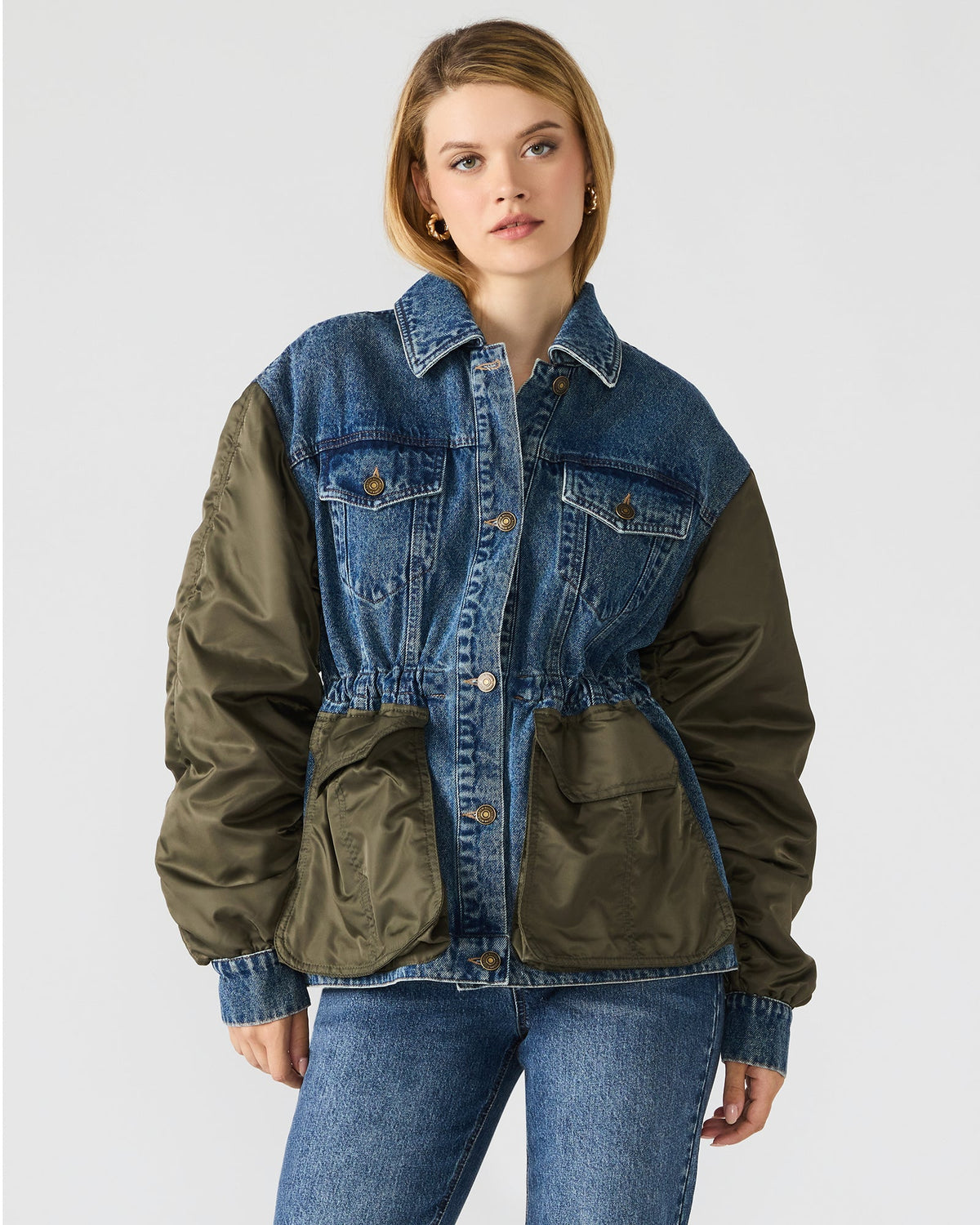 JOIE Dark Navy Long-Sleeved Button-Up Collared Women's Jacket | Steve Madden