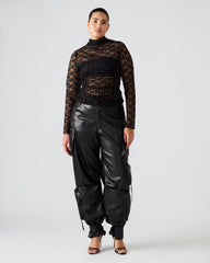 BAYLEE Black Long-Sleeved Mesh Mock Neck Women's Top | Steve Madden