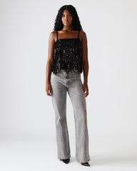 BLAKELYN Sequin Black Fringe Embellished Women's Top | Steve Madden