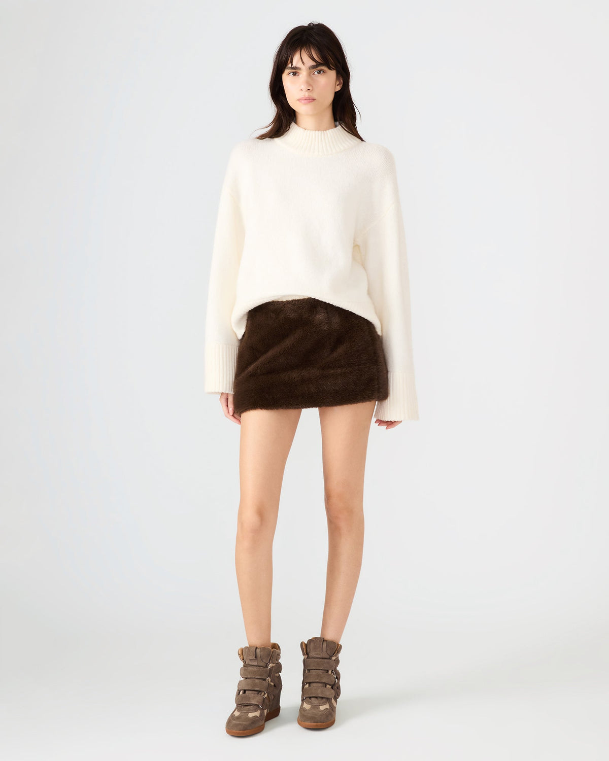AVIVA Dark Espresso Faux Fur Mini Women's Skirt | Steve Madden