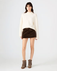AVIVA Dark Espresso Faux Fur Mini Women's Skirt | Steve Madden