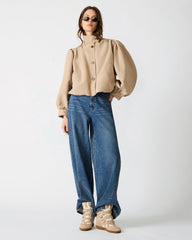 DEEDEE Tan Long-Sleeved Button-Up Collared Women's Jacket | Steve Madden