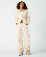 HENRIETTA Sea Mist Long-Sleeved Button-Up Eyelet Women's Jacket | Steve Madden
