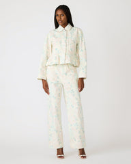 SLOAN Floral Peach Beige Long-Sleeved Zip-Up Women's Jacket | Steve Madden
