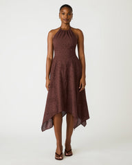 DALINA Walnut Eyelet Halter Women's Midi Dress | Steve Madden