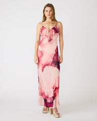 MAXINIA Coral Cloud Sleeveless Ruffle Flowy Women's Maxi Dress | Steve Madden