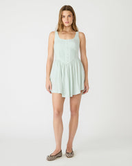 TIANNA Powder Puff Sleeveless Linen Pearls Women's Mini Dress | Steve Madden