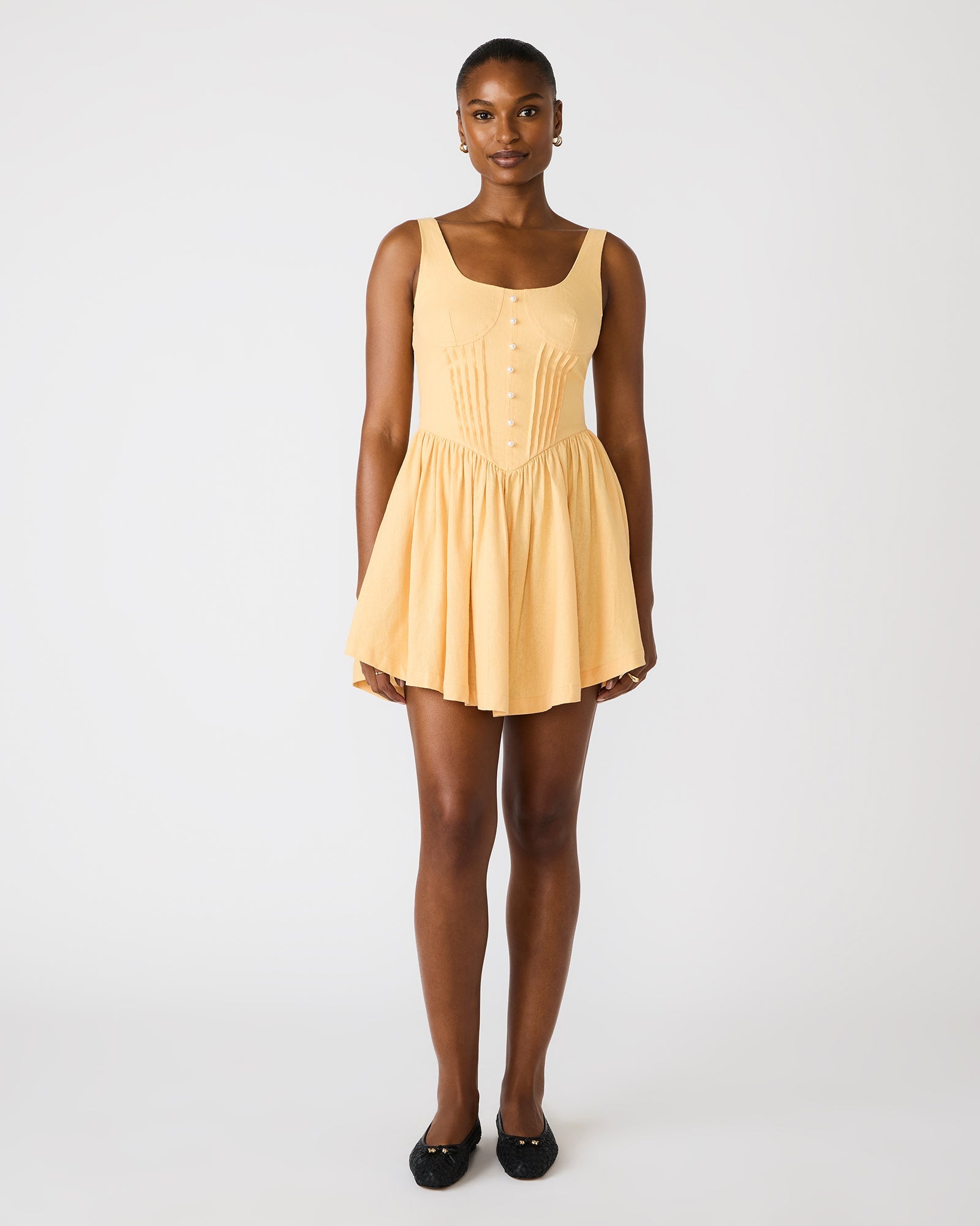 TIANNA Shell Sleeveless Linen Pearls Women's Mini Dress | Steve Madden