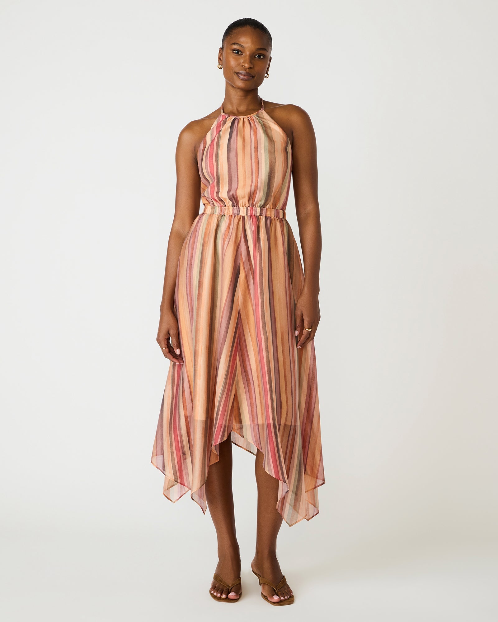 DALINA Stripe Multi Flowy Halter Neckline Women's Dress | Steve Madden