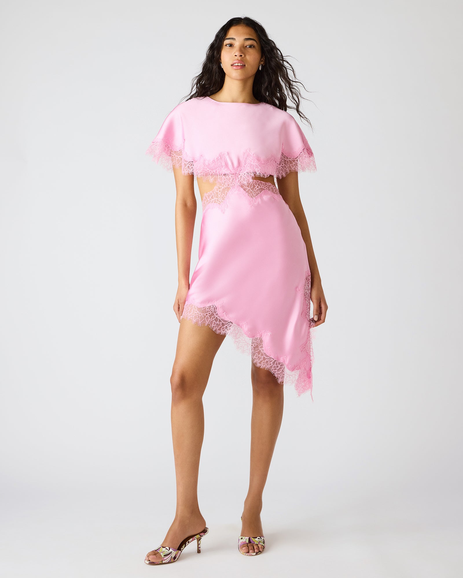 MAYCI Lilac Lace Trim Asymmetrical Women's Dress | Steve Madden