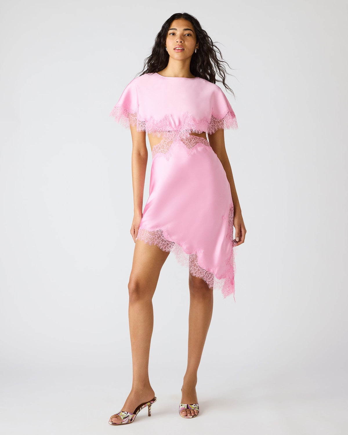 MAYCI Lilac Lace Trim Asymmetrical Women's Dress | Steve Madden