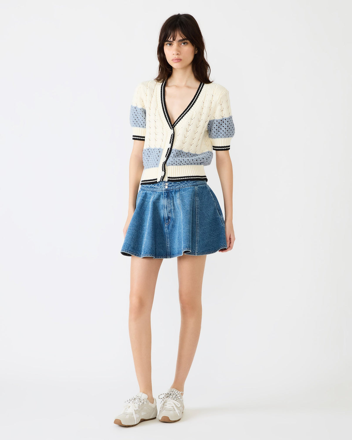 LILLIANY Aruba Blue Pleated Denim Mini Women's Skirt | Steve Madden
