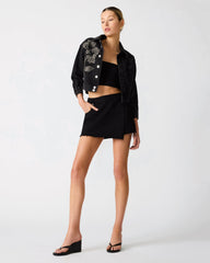 BRIGHTON Washed Black Denim Asymmetrical Women's Skort | Steve Madden