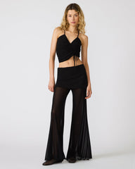 VEADA Black Knit Mesh Skirt Detail Women's Pants | Steve Madden