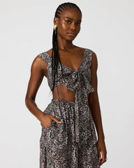 LIVY Forest Green Cropped Sleeveless Front-Tie Women's Top | Steve Madden