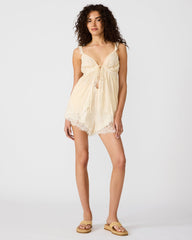 MAZIE Birch White Tie-Front Lace Bow Sleeveless Women's Top | Steve Madden