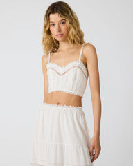 ELISSE Antique Lace Detail Cropped Women's Top | Steve Madden