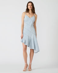 ELLIS Hazey Blue Denim Asymmetrical Sleeveless Women's Midi Dress | Steve Madden